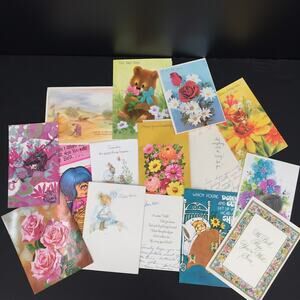 Vintage greeting Cards LOT ephemera Used and Unused GREAT Graphics Scrapbooking